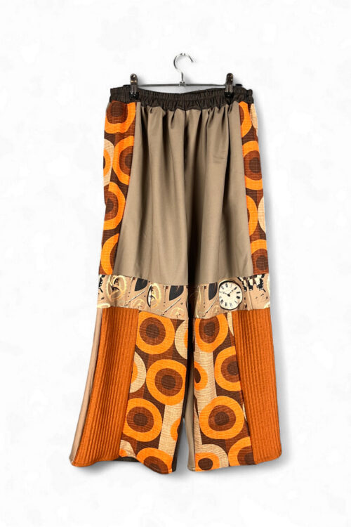 Upcycled Patchwork Pants in Retro Orange and Beige Upcycled Patchwork Pants in Retro Orange and Beige