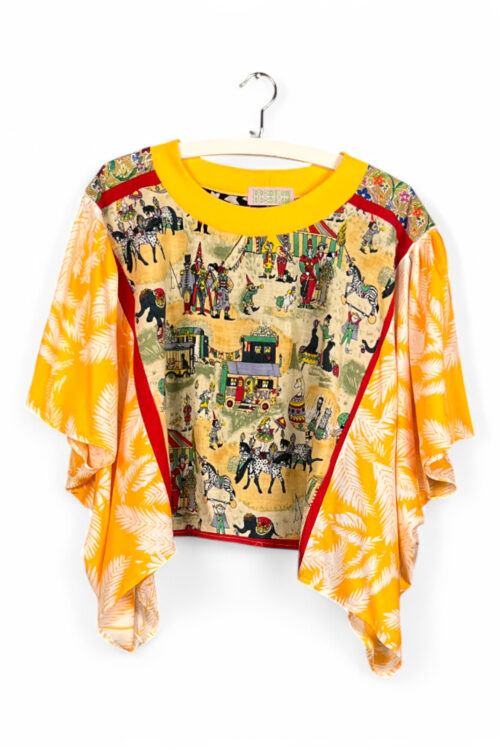 Floral Patchwork Orange Bloom Top