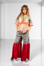 Upcycled Foulard Apron Skirt Yellow Brown Upcycled Foulard Apron Skirt Yellow Brown