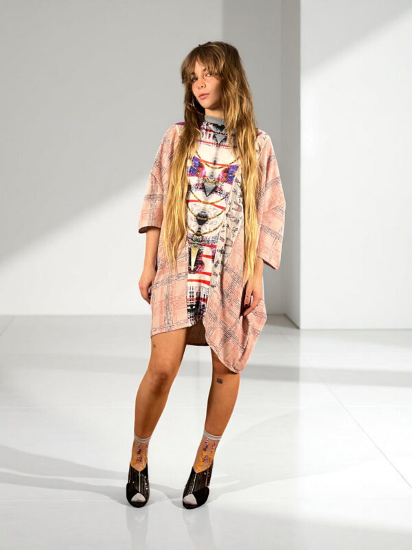 Asymmetric Printed Dress in Soft Pink Mosaic Asymmetric Printed Dress in Soft Pink Mosaic