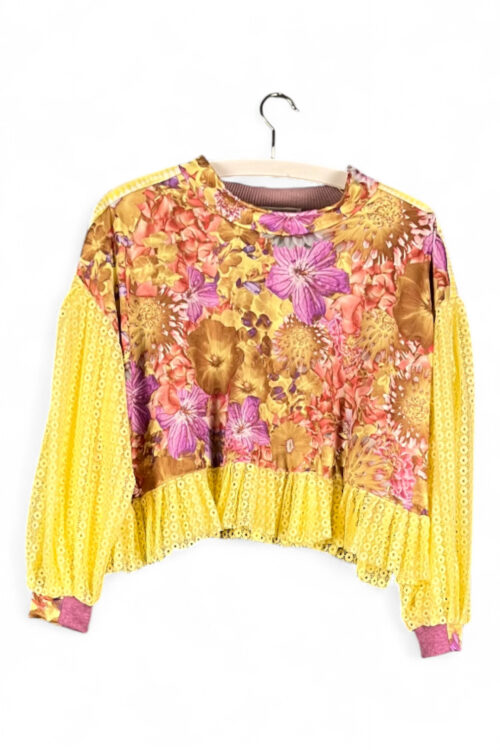Yellow Floral U Circular Top