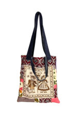Upcycled Tote Bag Folk Couple Embroidery Upcycled Tote Bag Folk Couple Embroidery