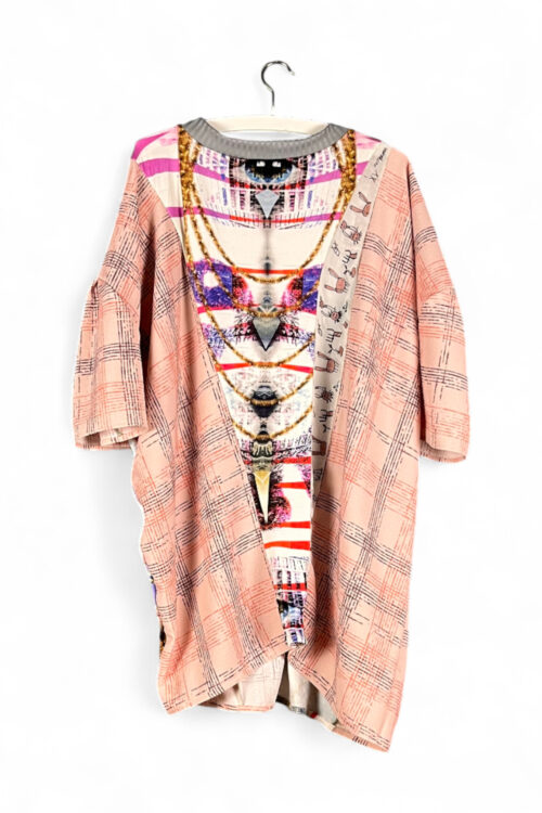 Asymmetric Printed Dress in Soft Pink Mosaic