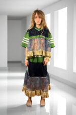 Patchwork Mesh Skirt Green Navy Floral Patchwork Mesh Skirt Green Navy Floral