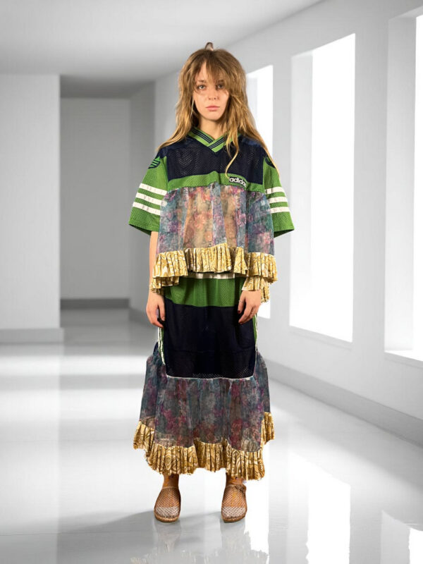 Patchwork Mesh Skirt Green Navy Floral Patchwork Mesh Skirt Green Navy Floral