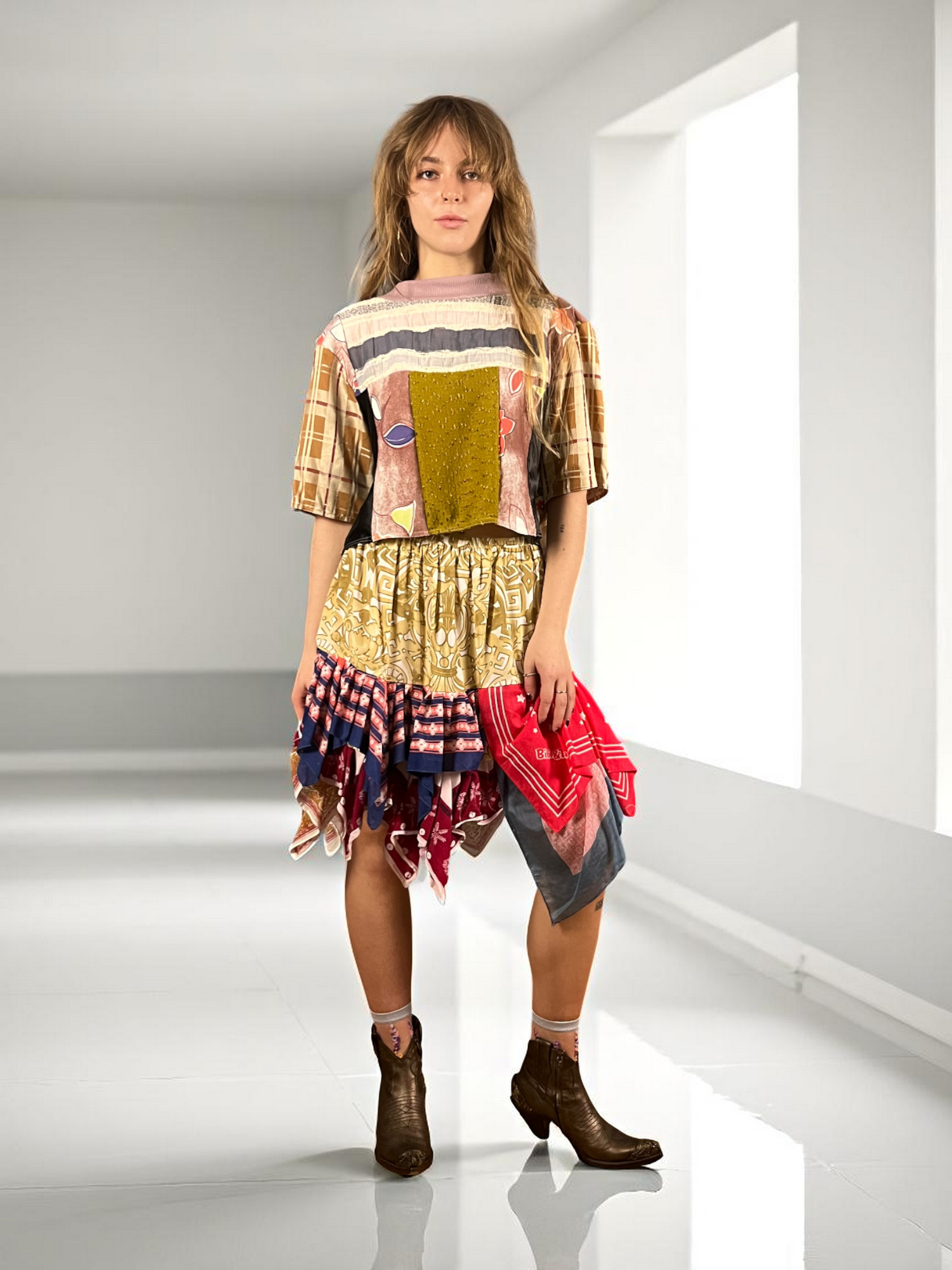 Bandana Patchwork Top in Blue and Floral Mix Bandana Patchwork Top in Blue and Floral Mix