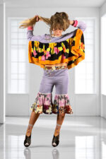 Upcycled Lavender Ruffle Pants Floral Pink Upcycled Lavender Ruffle Pants Floral Pink