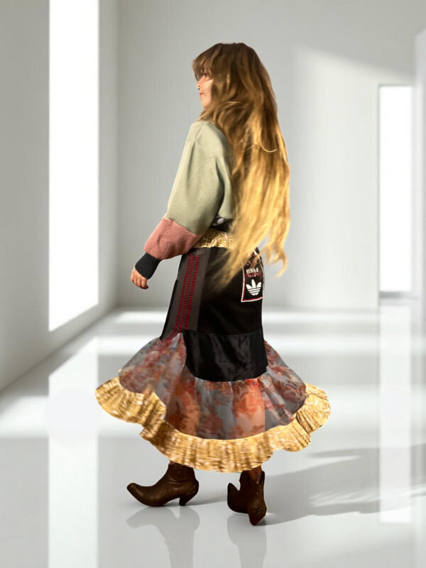 Floral Patchwork Dress Blue Bandana Front Floral Patchwork Dress Blue Bandana Front