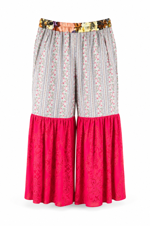 Floral Stripe Pants Pink Red
