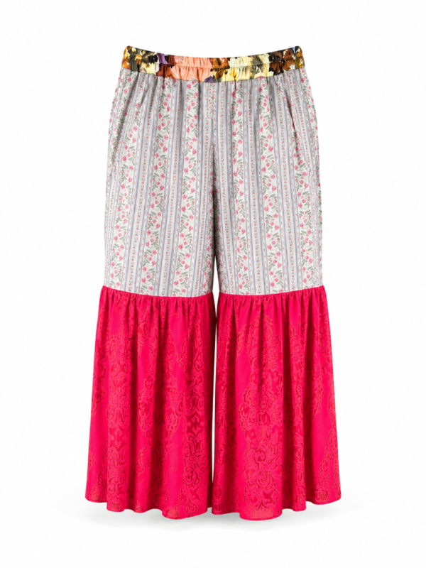 Floral Stripe Pants Pink Red