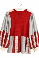 Upcycled Knit Sweater Red Wave Panel Upcycled Knit Sweater Red Wave Panel