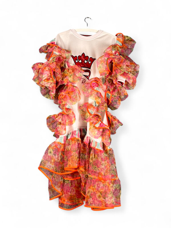 Floral Ruffle Fantasy Dress Pink Cream Floral Ruffle Fantasy Dress Pink Cream