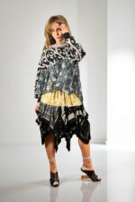 Upcycled Scarf Skirt Black White Gold Patchwork Upcycled Scarf Skirt Black White Gold Patchwork