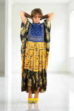 Floral Patchwork Dress Blue Bandana Front Floral Patchwork Dress Blue Bandana Front