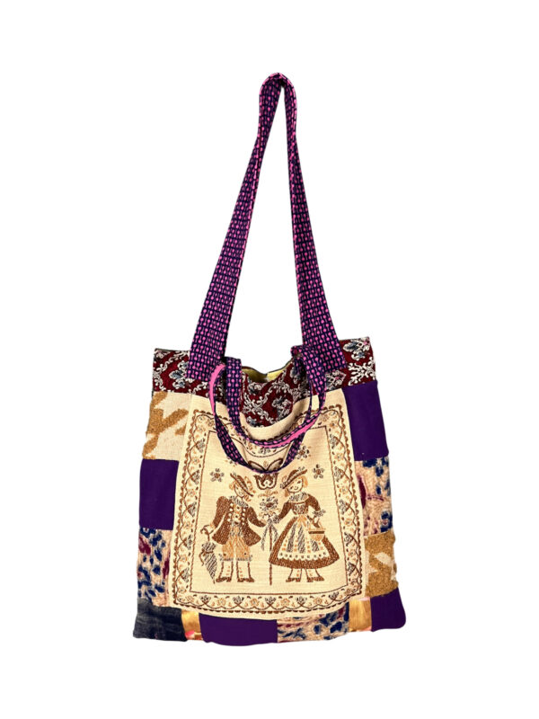Upcycled Patchwork Tote Folk Romance