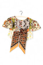 Patchwork Top Floral Crackle Orange Scarf Tails Patchwork Top Floral Crackle Orange Scarf Tails