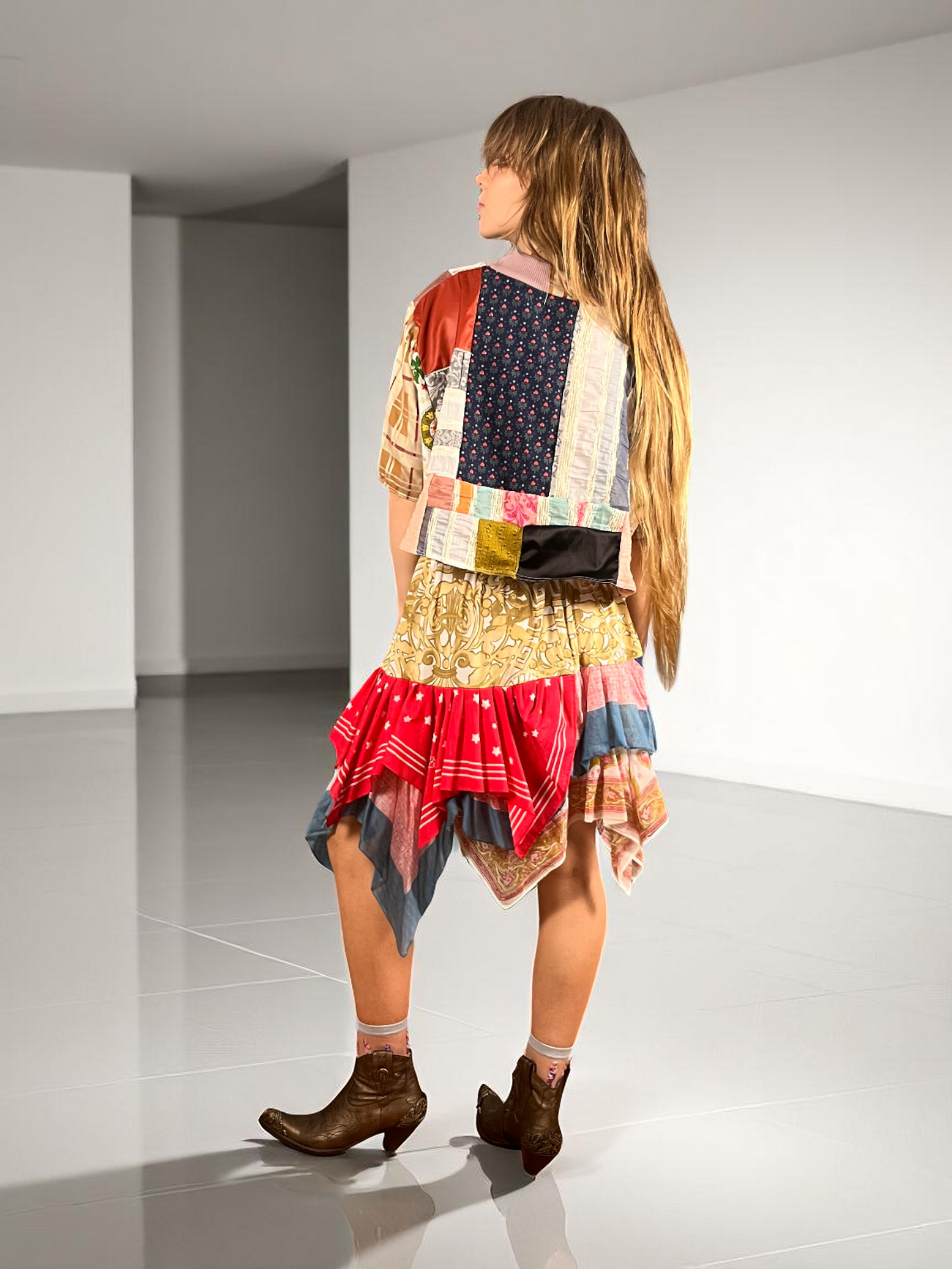 Bandana Patchwork Top in Blue and Floral Mix Bandana Patchwork Top in Blue and Floral Mix