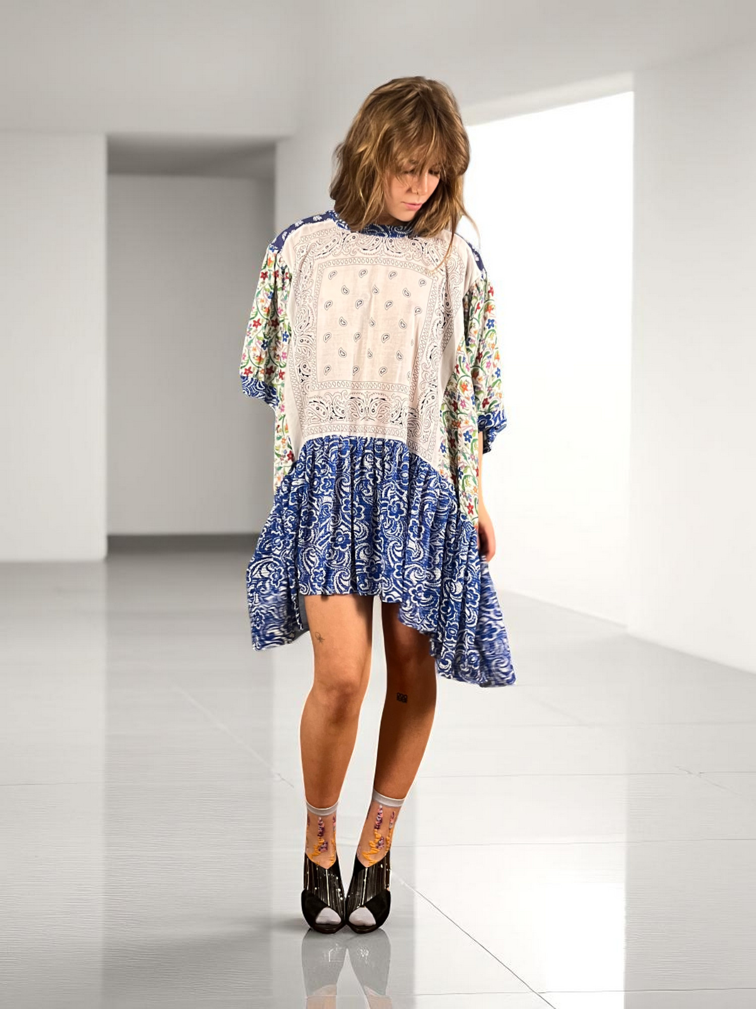 Bandana Patchwork Top in Blue and Floral Mix Bandana Patchwork Top in Blue and Floral Mix