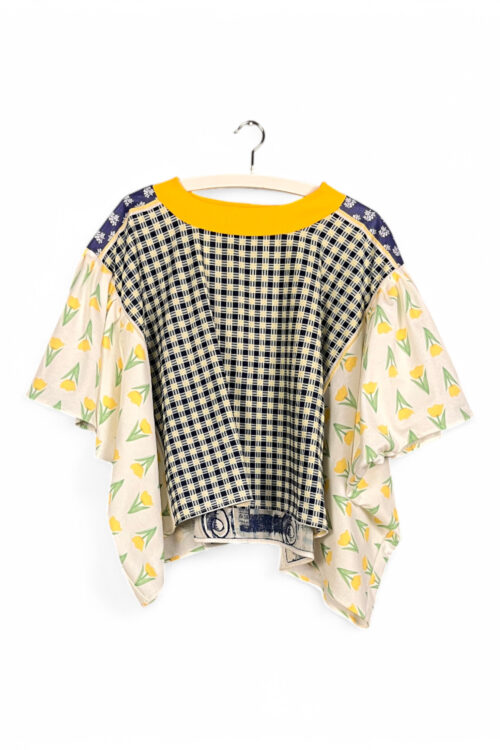 Floral Patchwork Orange Bloom Top Floral Patchwork Orange Bloom Top