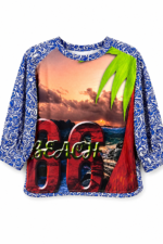 Blue Floral Top with Sunset Back Print Blue Floral Top with Sunset Back Print