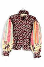 Baroque Patchwork Jacket Burgundy Multicolor Baroque Patchwork Jacket Burgundy Multicolor