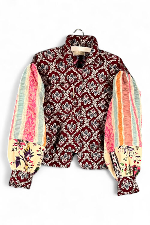 Baroque Patchwork Jacket Burgundy Multicolor Baroque Patchwork Jacket Burgundy Multicolor
