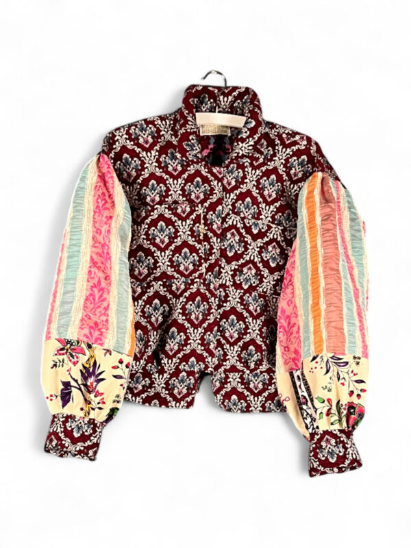 Baroque Patchwork Jacket Burgundy Multicolor Baroque Patchwork Jacket Burgundy Multicolor