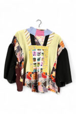 Abstract Patchwork Blouse Yellow Brown Abstract Patchwork Blouse Yellow Brown