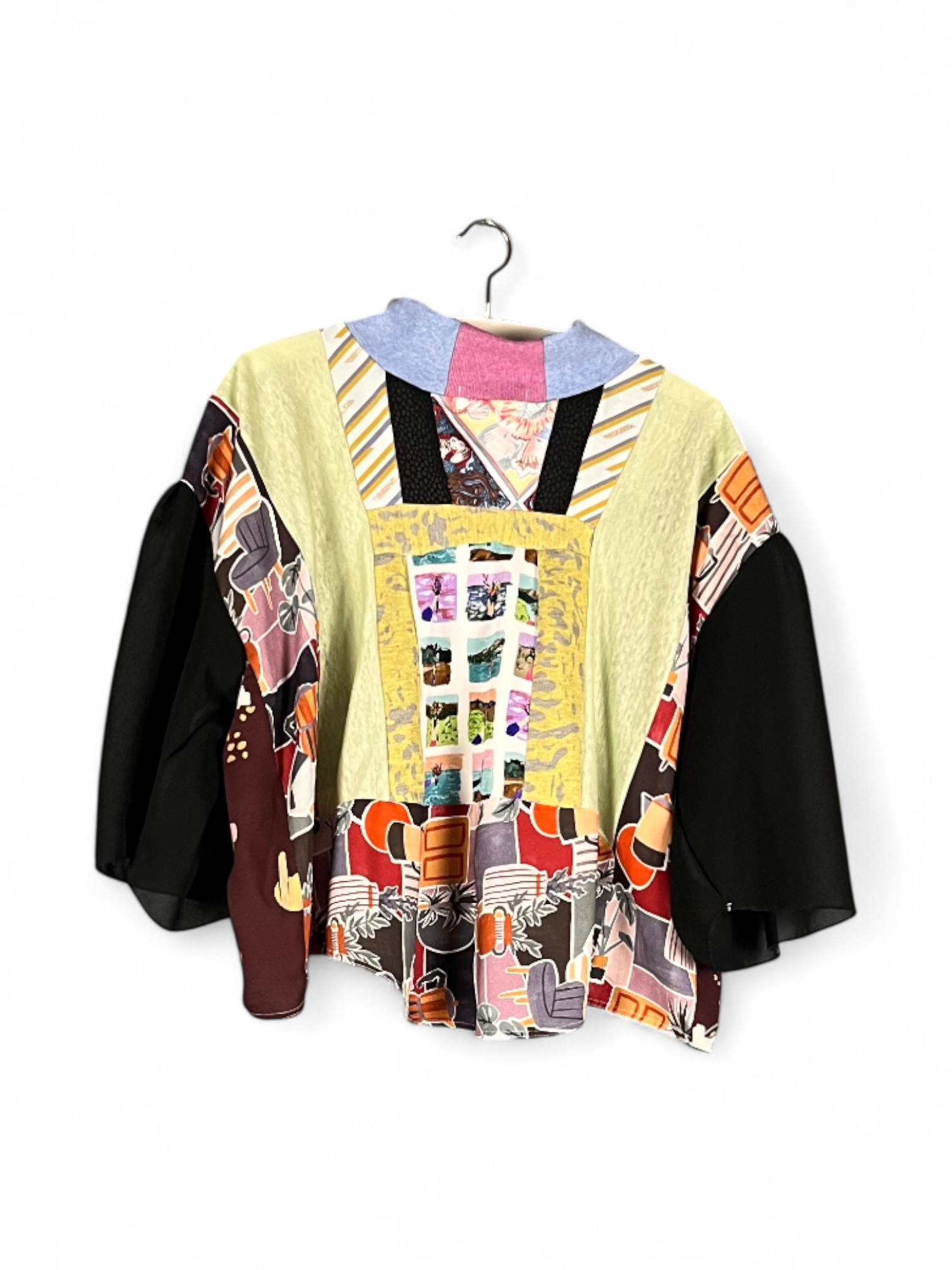 Abstract Patchwork Blouse Yellow Brown Abstract Patchwork Blouse Yellow Brown