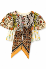 Patchwork Top Floral Crackle Orange Scarf Tails Patchwork Top Floral Crackle Orange Scarf Tails