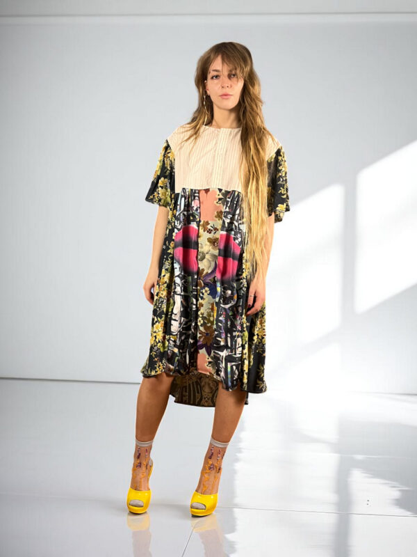 Floral Graphic Collage Dress