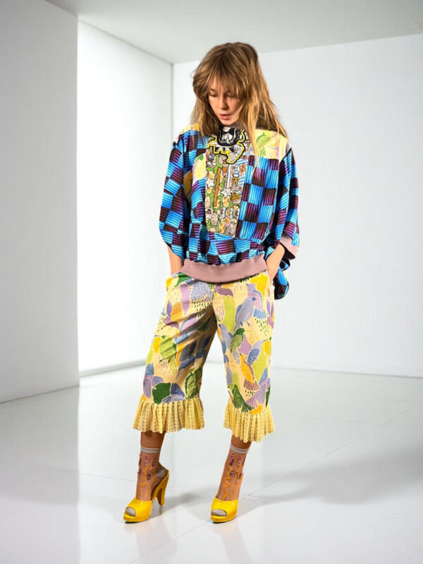 Bandana Patchwork Top in Blue and Floral Mix