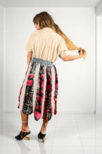 Patchwork Shirt Dress with Pink Graphic Skirt Patchwork Shirt Dress with Pink Graphic Skirt