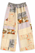 Patchwork Cotton Pants Grey Pink Floral Patchwork Cotton Pants Grey Pink Floral