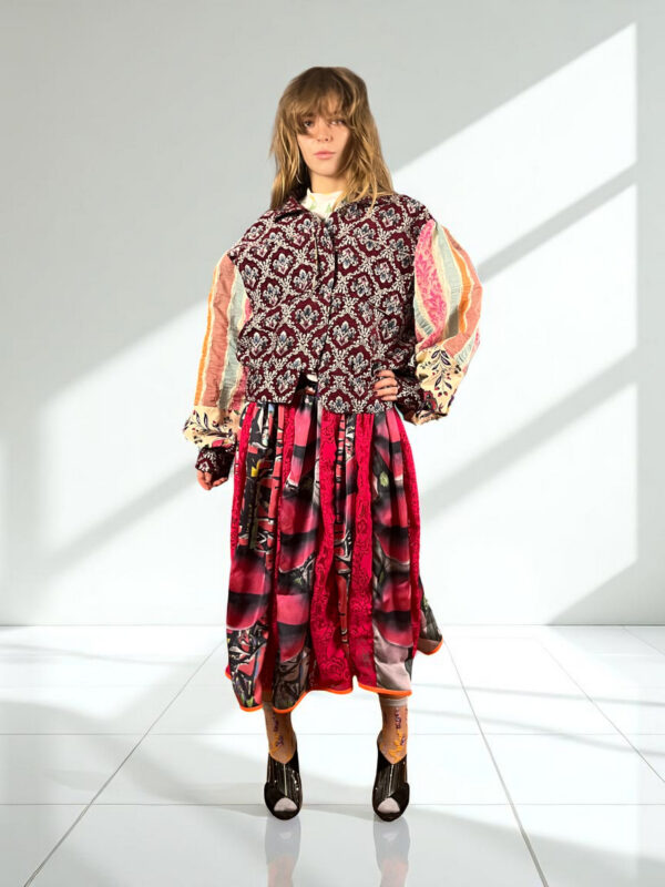 Lips Print Maxi Skirt Red Pink Lips Print Maxi Skirt Red Pink