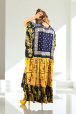 Floral Patchwork Dress Blue Bandana Front Floral Patchwork Dress Blue Bandana Front