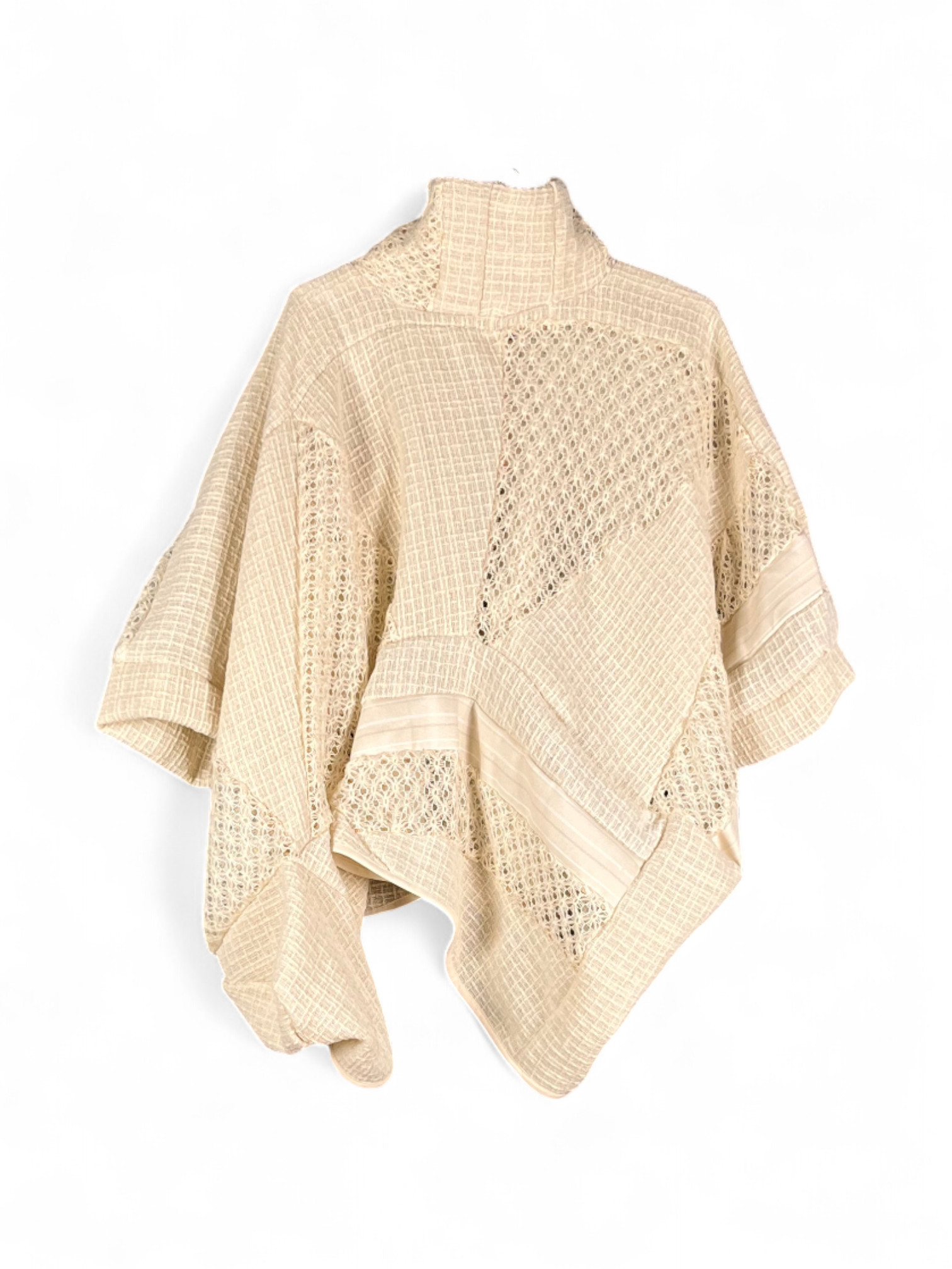 Cream Lace Patchwork Top Sculptural Cream Lace Patchwork Top Sculptural
