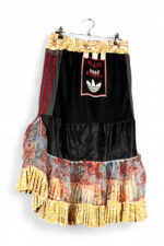 Patchwork Mesh Skirt Black Red Floral Ruffle Patchwork Mesh Skirt Black Red Floral Ruffle