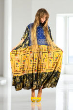 Floral Patchwork Dress Blue Bandana Front Floral Patchwork Dress Blue Bandana Front