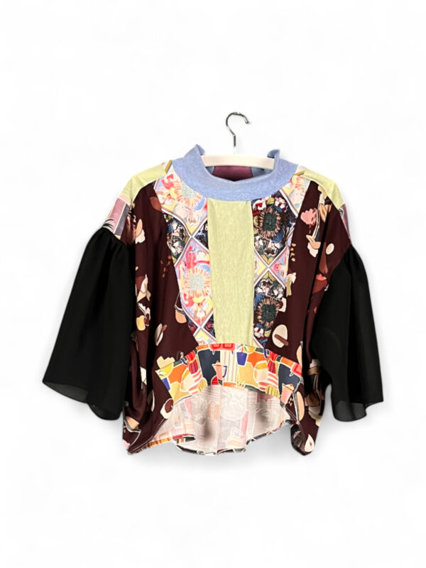 Abstract Patchwork Blouse Yellow Brown Abstract Patchwork Blouse Yellow Brown