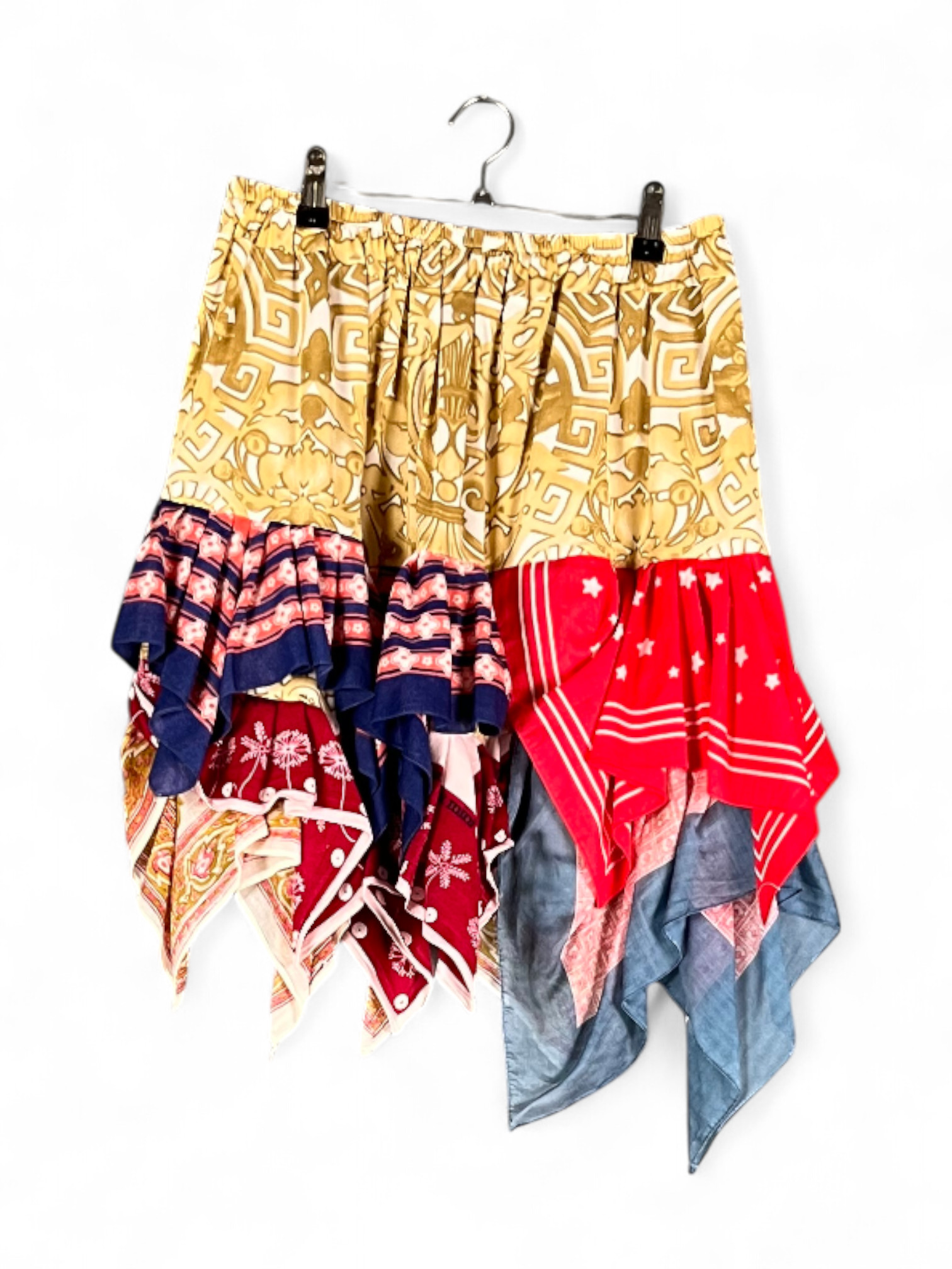 Vintage Scarf Skirt Red Blue Gold Vintage Scarf Skirt Red Blue Gold