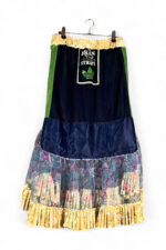 Patchwork Mesh Skirt Green Navy Floral Patchwork Mesh Skirt Green Navy Floral