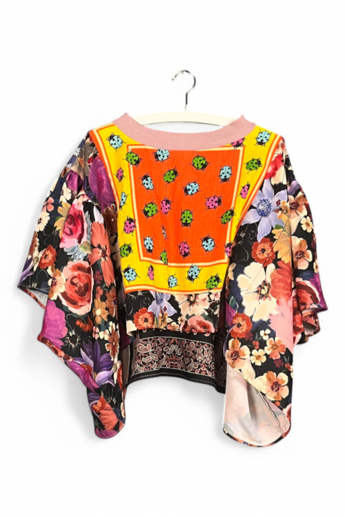 Floral Patchwork Orange Bloom Top