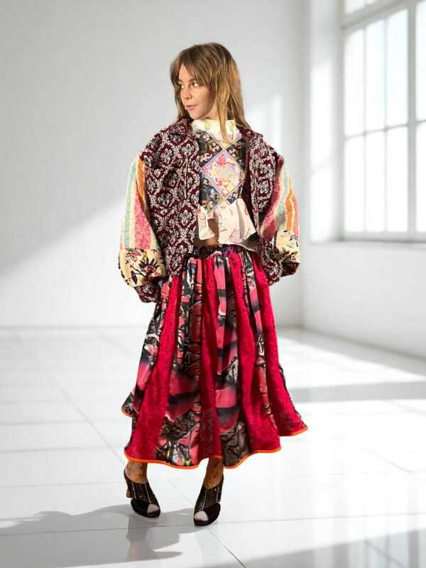 Lips Print Maxi Skirt Red Pink Lips Print Maxi Skirt Red Pink