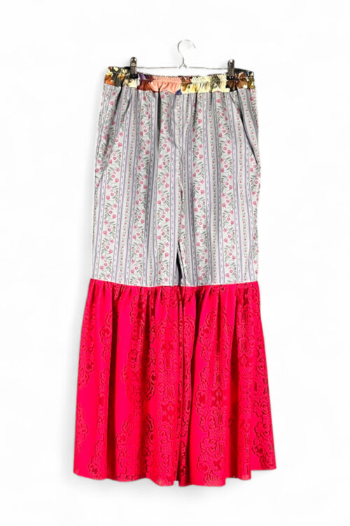 Floral Stripe Pants Pink Red