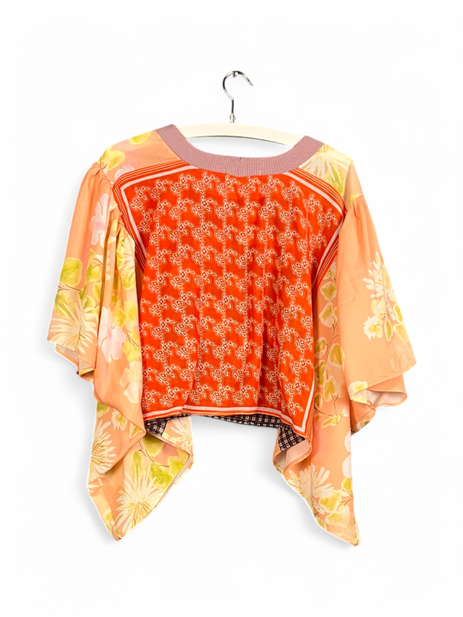 Floral Patchwork Orange Bloom Top Floral Patchwork Orange Bloom Top