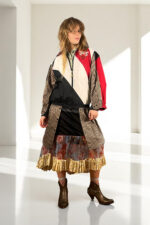 Floral Patchwork Dress Blue Bandana Front Floral Patchwork Dress Blue Bandana Front