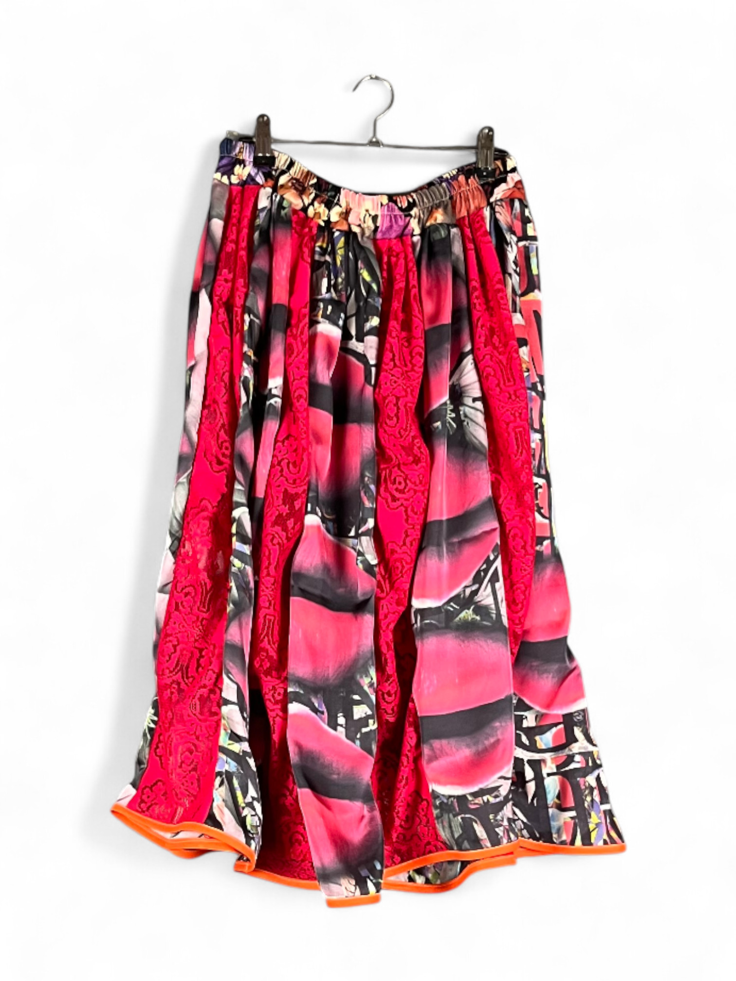 Lips Print Maxi Skirt Red Pink Lips Print Maxi Skirt Red Pink