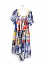 Blue Asymmetric Patchwork Dress Original Print Blue Asymmetric Patchwork Dress Original Print