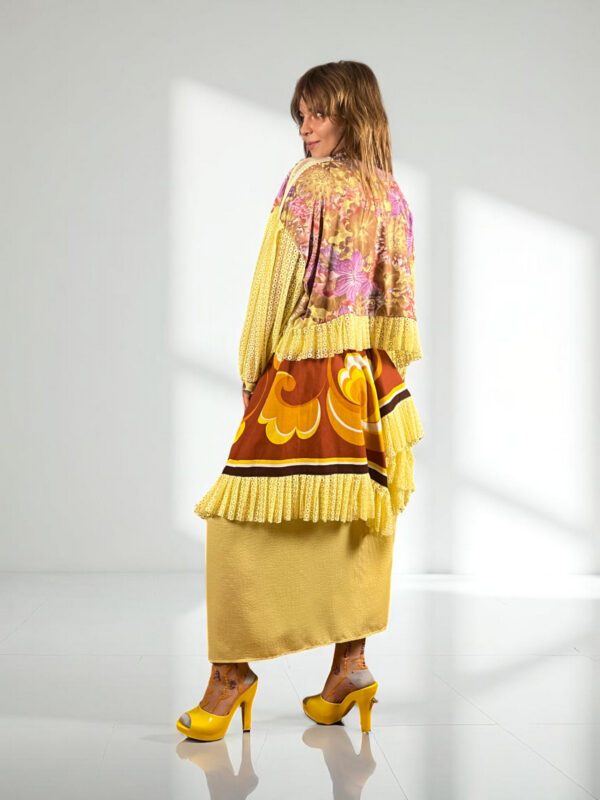 Floral Patchwork Dress Blue Bandana Front Floral Patchwork Dress Blue Bandana Front